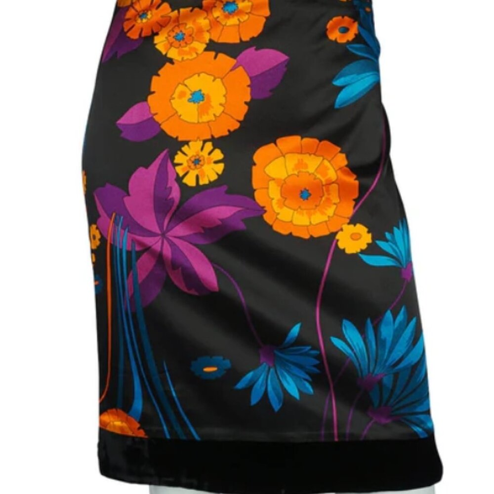 Dolce & Gabbana Floral Multi Knee-length Skirt Velvet Accent Hem Size 28/42 $795